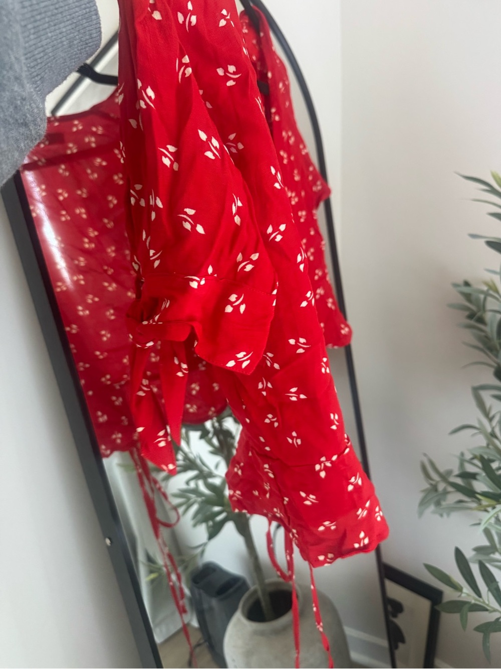 Faithfull the Brand Red Floral Tie-Front Top